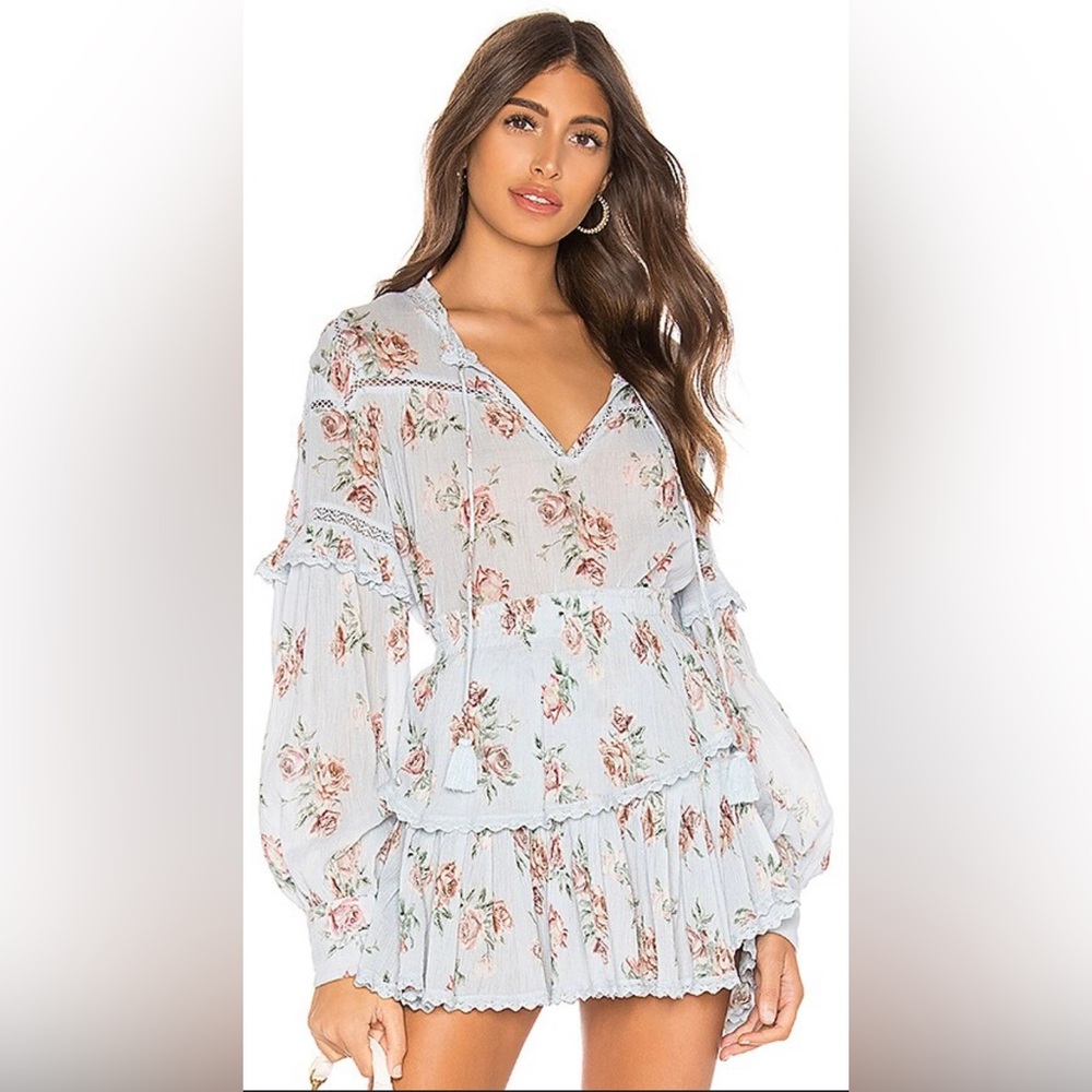 LoveShackFancy Pheasant Blouse in Peri, size S